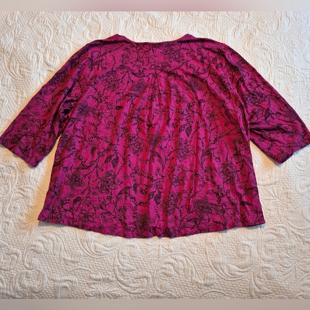 J. Jill women's size XL Boysenberry 3/4 sleeve floral design wearever Collection - Picture 4 of 8